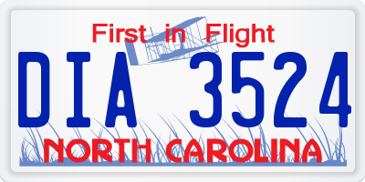 NC license plate DIA3524