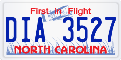 NC license plate DIA3527