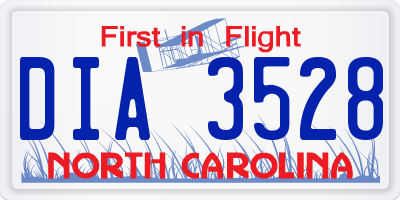 NC license plate DIA3528