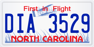 NC license plate DIA3529