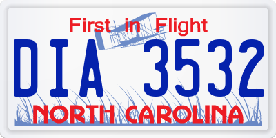 NC license plate DIA3532