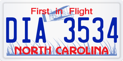 NC license plate DIA3534