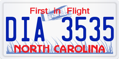 NC license plate DIA3535
