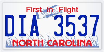 NC license plate DIA3537