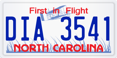NC license plate DIA3541