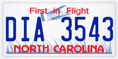 NC license plate DIA3543