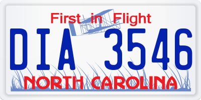 NC license plate DIA3546