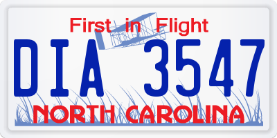 NC license plate DIA3547