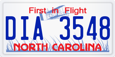 NC license plate DIA3548