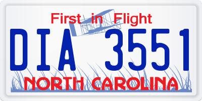 NC license plate DIA3551