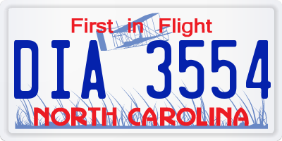 NC license plate DIA3554