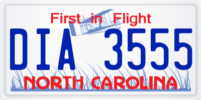 NC license plate DIA3555