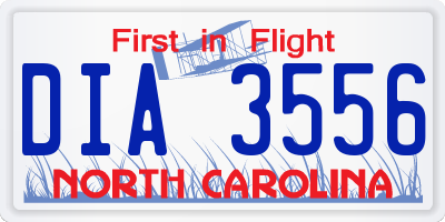NC license plate DIA3556