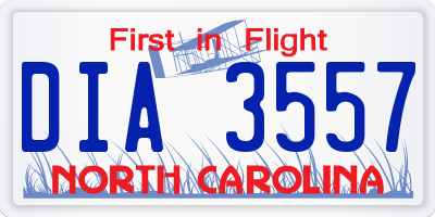 NC license plate DIA3557