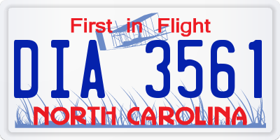 NC license plate DIA3561