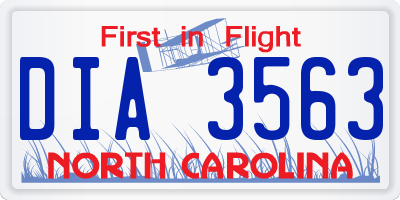 NC license plate DIA3563
