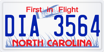 NC license plate DIA3564