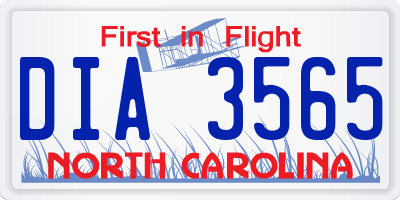 NC license plate DIA3565