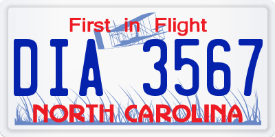NC license plate DIA3567