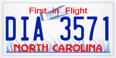 NC license plate DIA3571
