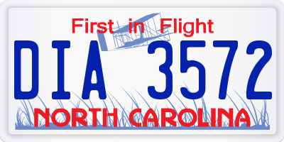 NC license plate DIA3572
