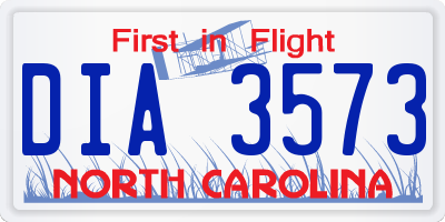 NC license plate DIA3573