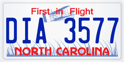 NC license plate DIA3577
