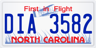 NC license plate DIA3582