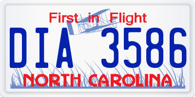 NC license plate DIA3586