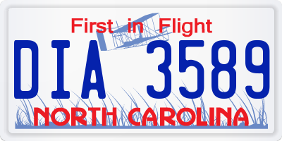 NC license plate DIA3589