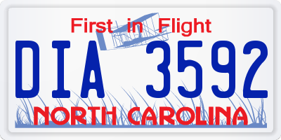 NC license plate DIA3592