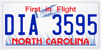 NC license plate DIA3595