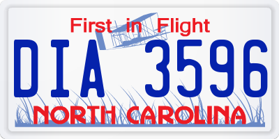 NC license plate DIA3596