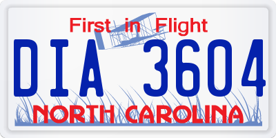 NC license plate DIA3604