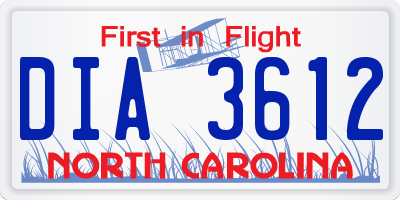 NC license plate DIA3612