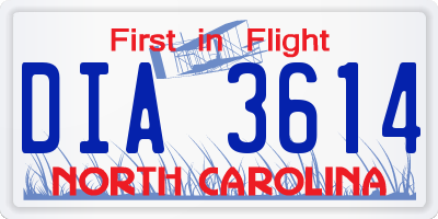 NC license plate DIA3614