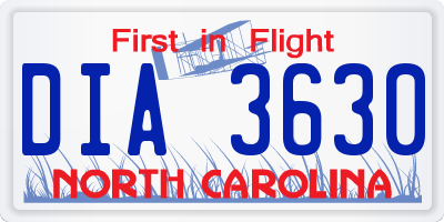 NC license plate DIA3630