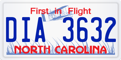 NC license plate DIA3632