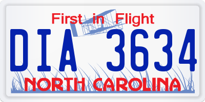 NC license plate DIA3634