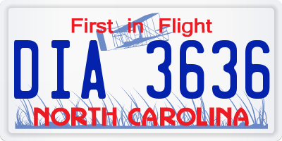 NC license plate DIA3636
