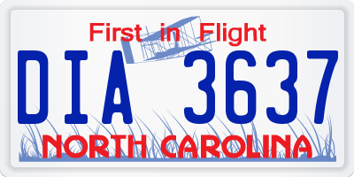NC license plate DIA3637