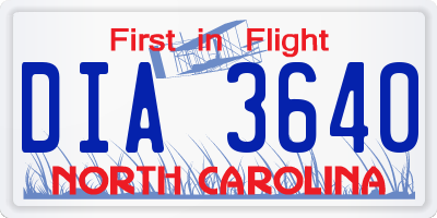 NC license plate DIA3640