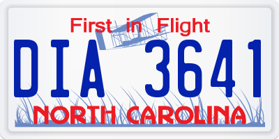 NC license plate DIA3641
