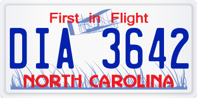 NC license plate DIA3642