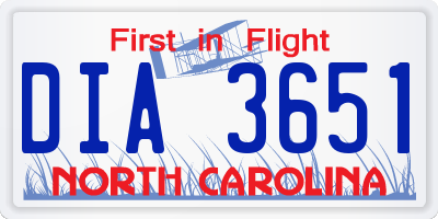 NC license plate DIA3651