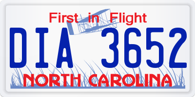 NC license plate DIA3652