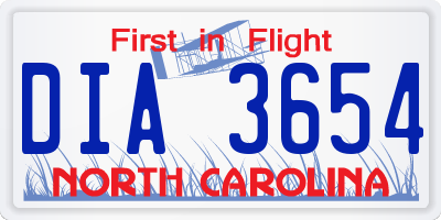 NC license plate DIA3654