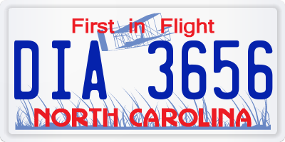NC license plate DIA3656
