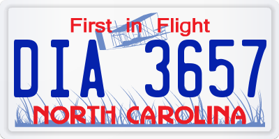 NC license plate DIA3657