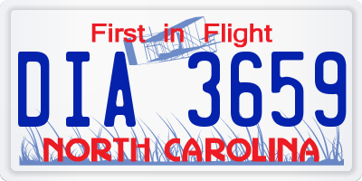 NC license plate DIA3659